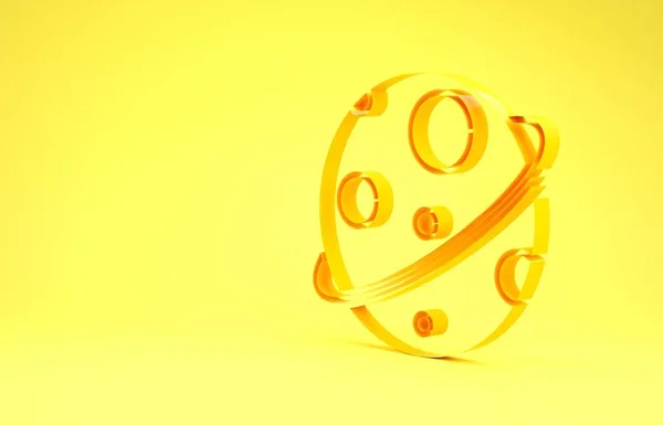 Icône Planète jaune isolée sur fond jaune. Concept de minimalisme. Illustration 3D rendu 3D — Photo