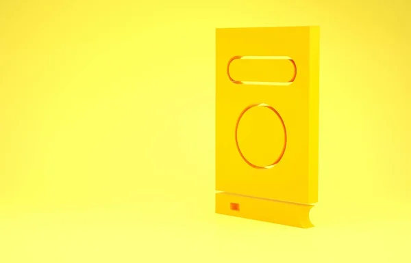 Ikona žluté knihy izolovaná na žlutém pozadí. Minimalismus. 3D ilustrace 3D vykreslení — Stock fotografie