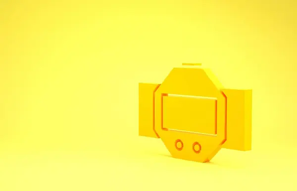 Gelbe Taucheruhr Symbol isoliert auf gelbem Hintergrund. Tauchausrüstung. Minimalismus-Konzept. 3D Illustration 3D Renderer — Stockfoto