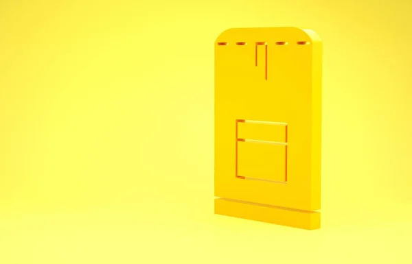 Sarı sırt çantası simgesi sarı arkaplanda izole edildi. Su altı ekipmanları. Minimalizm kavramı. 3d illüstrasyon 3d canlandırma — Stok fotoğraf