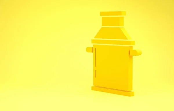 Žlutá plechovka kontejner pro ikonu mléka izolované na žlutém pozadí. Minimalismus. 3D ilustrace 3D vykreslení — Stock fotografie