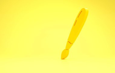 Sarı boya fırçası ikonu sarı arkaplanda izole edildi. Minimalizm kavramı. 3d illüstrasyon 3B canlandırma