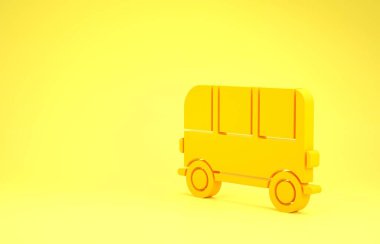 Sarı arka planda sarı okul servisi simgesi izole edildi. Minimalizm kavramı. 3d illüstrasyon 3d canlandırma