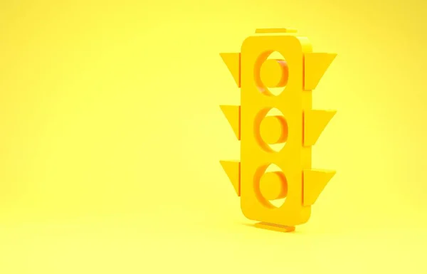 Ícone de semáforo amarelo isolado no fundo amarelo. Conceito de minimalismo. 3D ilustração 3D render — Fotografia de Stock