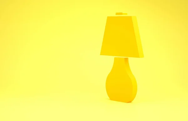 노란 테이블 램프 아이콘은 노란 배경에 분리되어 있습니다. 미니멀리즘의 개념입니다. 3d 삽화 3D 렌더링 — 스톡 사진
