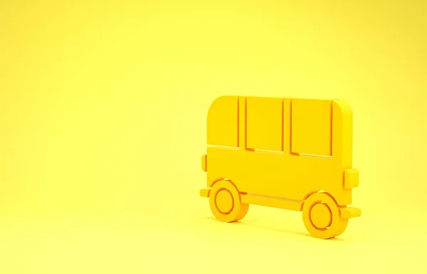 Yellow School Bus icon isolated on yellow background. Minimalism concept. 3d illustration 3D render — Stock Photo, Image