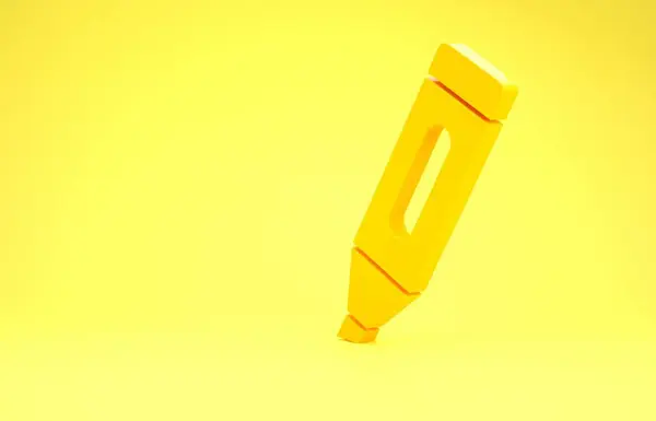 Icono de rotulador amarillo aislado sobre fondo amarillo. Concepto minimalista. 3D ilustración 3D render — Foto de Stock