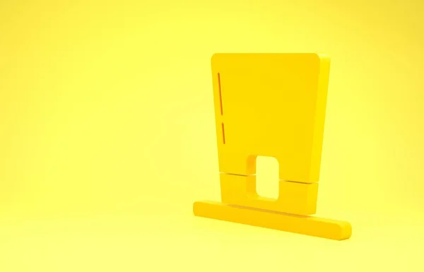 Желтый значок шапки лепрекона выделен на желтом фоне. С Днем Святого Патрика. Концепция минимализма. 3D-рендеринг — стоковое фото