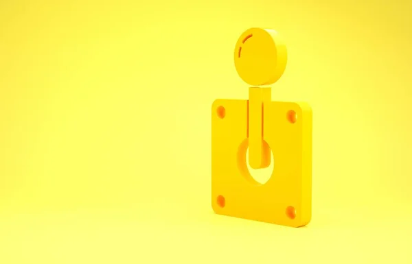 Жовтий джойстик для значка аркадної машини ізольовано на жовтому тлі. Джойстик геймпад. Концепція мінімалізму. 3D ілюстрація 3D рендеринга — стокове фото