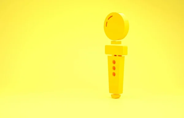 Joystick jaune pour icône de la machine d'arcade isolé sur fond jaune. Une manette de jeu. Concept de minimalisme. Illustration 3D rendu 3D — Photo