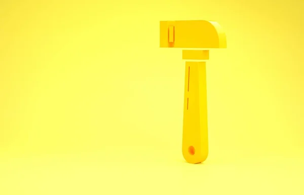 Icono de martillo amarillo aislado sobre fondo amarillo. Herramienta para reparación. Concepto minimalista. 3D ilustración 3D render —  Fotos de Stock