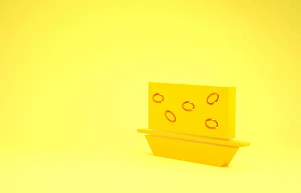 Turrón amarillo con icono de frutos secos aislado sobre fondo amarillo. Concepto minimalista. 3D ilustración 3D render —  Fotos de Stock