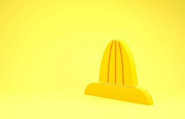 Yellow Citrus fruit juicer icon isolated on yellow background. Minimalism concept. 3d illustration 3D render
