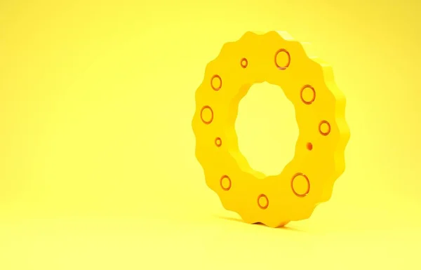 Giallo icona corona di Natale isolato su sfondo giallo. Buon Natale e felice anno nuovo. Concetto minimalista. Illustrazione 3d rendering 3D — Foto Stock