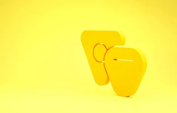Gelbes Gitarrenpickersymbol isoliert auf gelbem Hintergrund. Musikinstrument. Minimalismus-Konzept. 3D Illustration 3D Renderer — Stockfoto