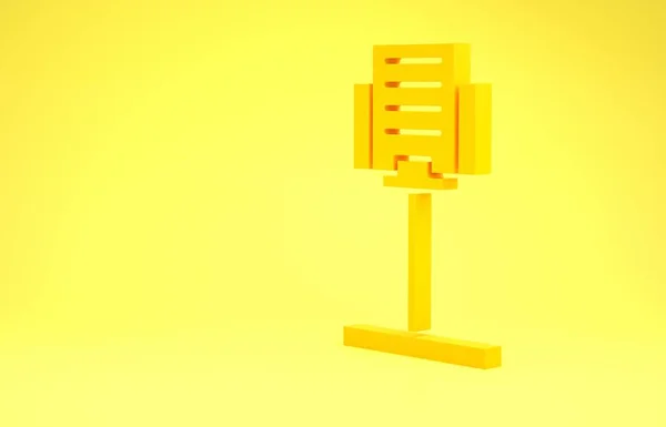 Icono de soporte de música amarilla aislado sobre fondo amarillo. Equipo musical. Concepto minimalista. 3D ilustración 3D render — Foto de Stock