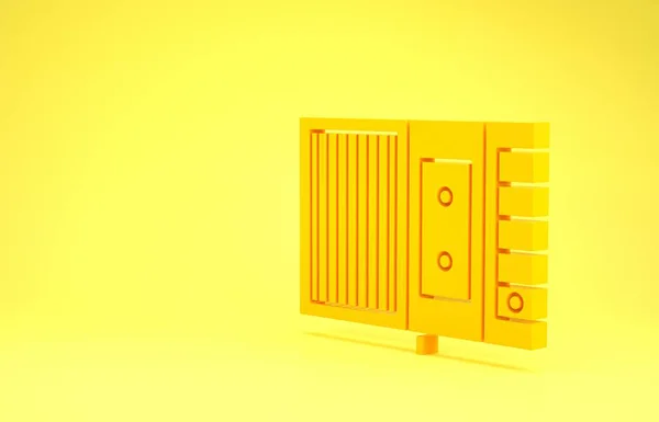 Yellow Music tape player icoon geïsoleerd op gele achtergrond. Draagbaar muziekapparaat. Minimalisme concept. 3d illustratie 3d renderen — Stockfoto