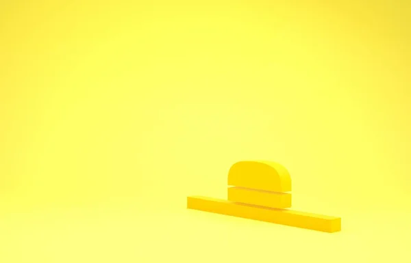 Amarelo Ícone de chapéu de jardineiro, agricultor ou trabalhador agrícola isolado no fundo amarelo. Conceito de minimalismo. 3D ilustração 3D render — Fotografia de Stock