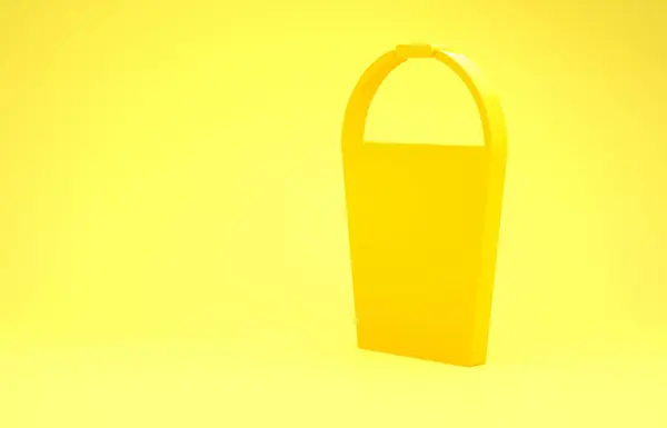 Gele emmer pictogram geïsoleerd op gele achtergrond. Minimalisme concept. 3d illustratie 3D renderen — Stockfoto