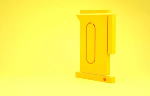 Žlutá konvice s ikonou rukojeti izolovanou na žlutém pozadí. Ikona konvice. Minimalismus. 3D ilustrace 3D vykreslení — Stock fotografie