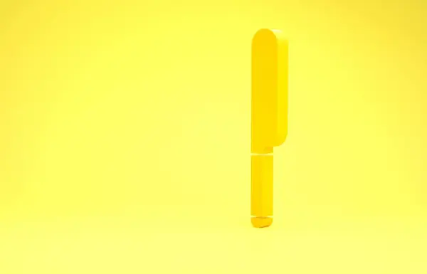 Yellow Knife icon isolated on yellow background. Cutlery symbol. Minimalism concept. 3d illustration 3D render — 스톡 사진