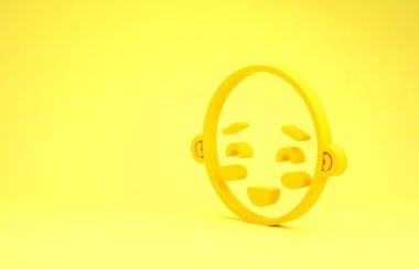 Yellow Happy little boy head icon isolated on yellow background. Face of baby boy. Minimalism concept. 3d illustration 3D render