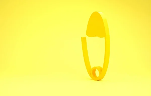 Icono de pasador de seguridad de acero cerrado Yellow Classic aislado sobre fondo amarillo. Concepto minimalista. 3D ilustración 3D render — Foto de Stock