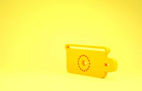 Gelbes Baby Töpfchen Symbol isoliert auf gelbem Hintergrund. Kammertopf vorhanden. Minimalismus-Konzept. 3D Illustration 3D Renderer — Stockfoto