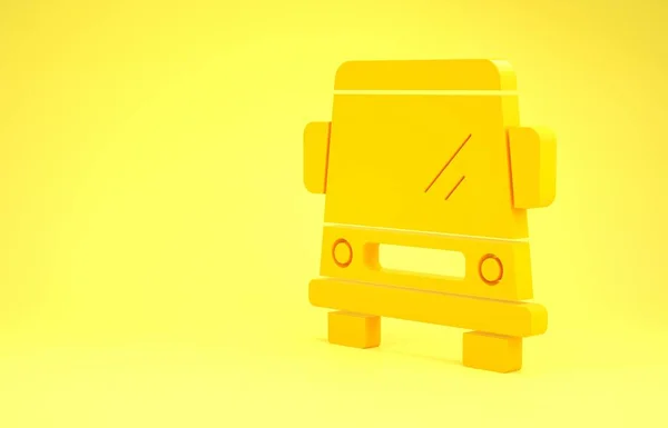 Icona auto gialla isolata su sfondo giallo. Vista frontale. Concetto minimalista. Illustrazione 3d rendering 3D — Foto Stock