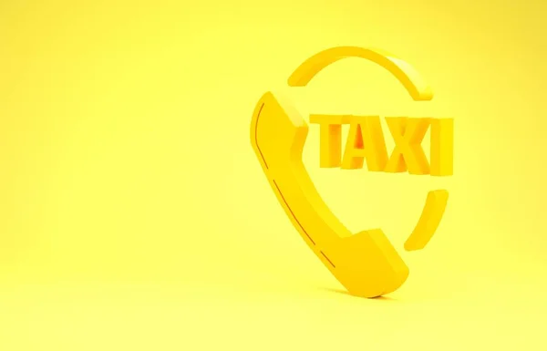 Ікона Yellow Taxi телефонного зв'язку ізольована на жовтому тлі. Таксі для смартфона. Концепція мінімалізму. 3d Illustrated 3d render — стокове фото