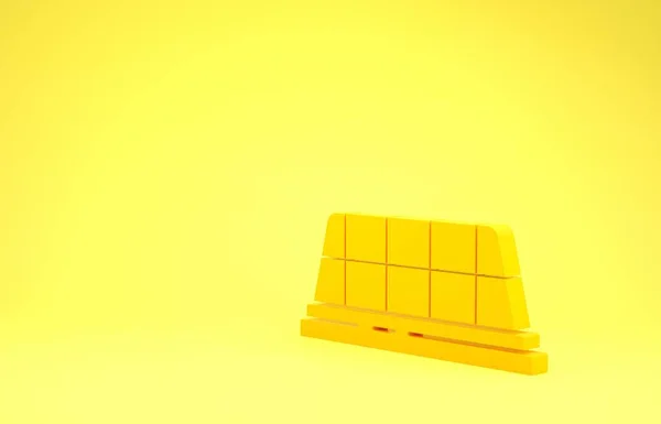 黄色出租车车顶图标隔离在黄色背景上.最低纲领的概念。3D渲染3D插图 — 图库照片