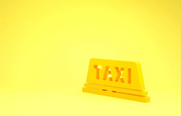 Icono de techo amarillo taxi coche aislado sobre fondo amarillo. Concepto minimalista. 3D ilustración 3D render — Foto de Stock