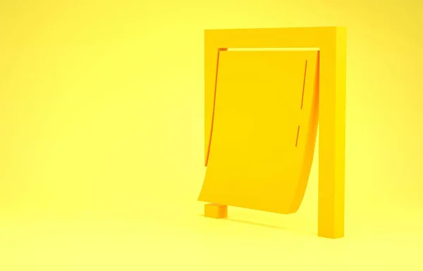Gele Deur voor huisdier pictogram geïsoleerd op gele achtergrond. Minimalisme concept. 3d illustratie 3d renderen — Stockfoto