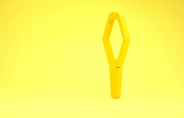 Icône médicale du flacon Animaux jaunes isolé sur fond jaune. Médicaments sur ordonnance pour animaux. Concept de minimalisme. Illustration 3D rendu 3D — Photo