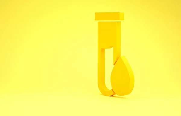 Icône du tube à essence Yellow Oil isolée sur fond jaune. Concept de minimalisme. Illustration 3D rendu 3D — Photo