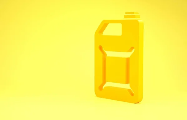 Caixote amarelo para ícone de gasolina isolado no fundo amarelo. Ícone de gás diesel. Conceito de minimalismo. 3D ilustração 3D render — Fotografia de Stock