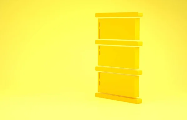 Yellow Barrel Öl-Symbol isoliert auf gelbem Hintergrund. Minimalismus-Konzept. 3D Illustration 3D Renderer — Stockfoto