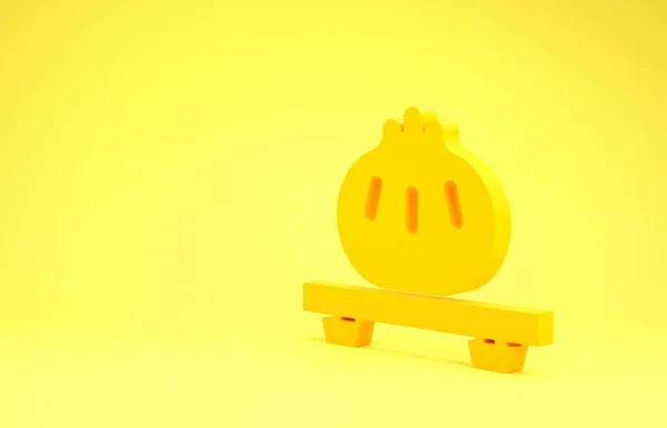 Amarelo Despejo no ícone de placa de corte isolado no fundo amarelo. Prato chinês tradicional. Conceito de minimalismo. 3D ilustração 3D render — Fotografia de Stock