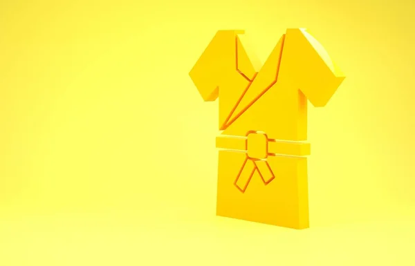 Жовтий японський традиційний костюм ікона Кімоно ізольований на жовтому тлі. Концепція мінімалізму. 3d Illustrated 3d render — стокове фото
