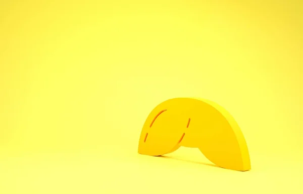 Icono de galleta de la fortuna china amarilla aislado sobre fondo amarillo. Asiática tradicional. Concepto minimalista. 3D ilustración 3D render —  Fotos de Stock