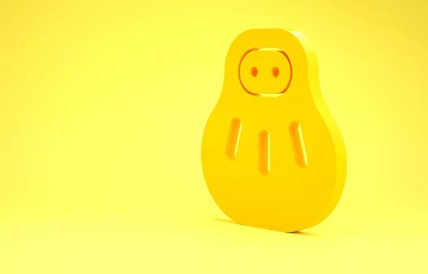 Gelbe maneki neko cat icon isoliert auf gelbem Hintergrund. japanischer Glücksbringer. Minimalismus-Konzept. 3D Illustration 3D Renderer — Stockfoto