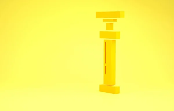 Ikona čerpadla žlutého auta izolované na žlutém pozadí. Minimalismus. 3D ilustrace 3D vykreslení — Stock fotografie