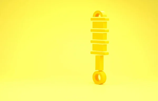 Yellow Shock absorber icon isolated on yellow background. Minimalism concept. 3d illustration 3D render — Stock Photo, Image