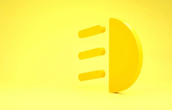 Ícone de feixe alto amarelo isolado no fundo amarelo. Farol do carro. Conceito de minimalismo. 3D ilustração 3D render — Fotografia de Stock