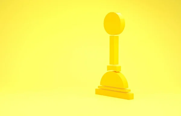 Ikona zmiennokształtnego żółtego biegu odizolowana na żółtym tle. Ręczna ikona transmisji. Koncepcja minimalizmu. Ilustracja 3d — Zdjęcie stockowe