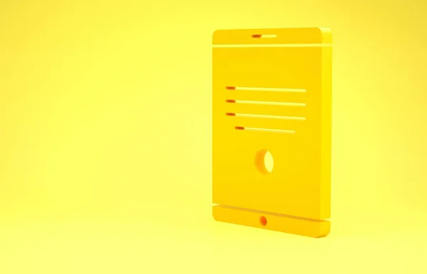 Sarı Tablet simgesi sarı arkaplanda izole edildi. Minimalizm kavramı. 3d illüstrasyon 3d canlandırma — Stok fotoğraf