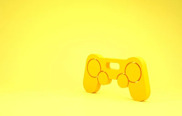 Sárga Gamepad ikon elszigetelt sárga alapon. Játékvezérlő. Minimalizmus koncepció. 3d illusztráció 3D render — Stock Fotó