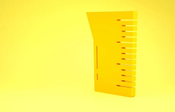 Ikona žlutého laboratorního skla nebo kádinky izolovaná na žlutém pozadí. Minimalismus. 3D ilustrace 3D vykreslení — Stock fotografie