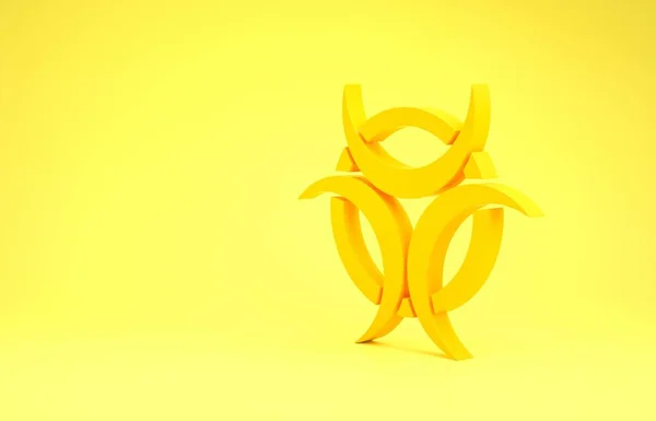 Yellow Biohazard symbol icon isolated on yellow background. Minimalism concept. 3d illustration 3D render — Stock Photo, Image