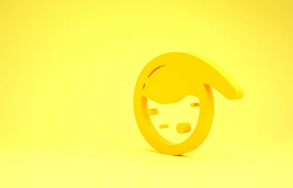 Tubo de ensayo amarillo e icono de prueba de laboratorio químico del frasco aislado sobre fondo amarillo. Signo de cristalería del laboratorio. Concepto minimalista. 3D ilustración 3D render —  Fotos de Stock